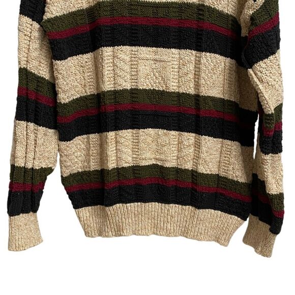 Vintage Sears & Roebuck Knit Sweater Men's Size L Pullover Striped Crewneck Dad - Picture 3 of 12